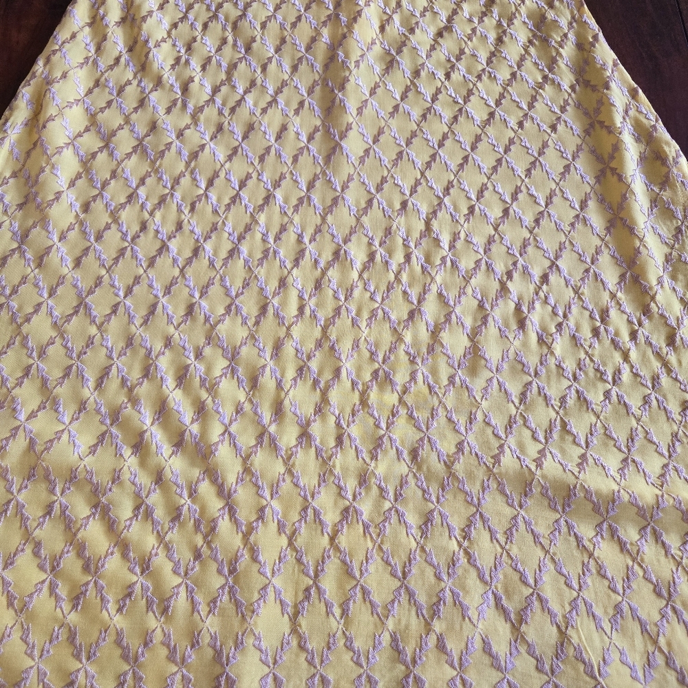 Embroidered Yellow Top Shirt Long Kurti Viscose Lace Floral Buttons Size S/M - Picture 6 of 6